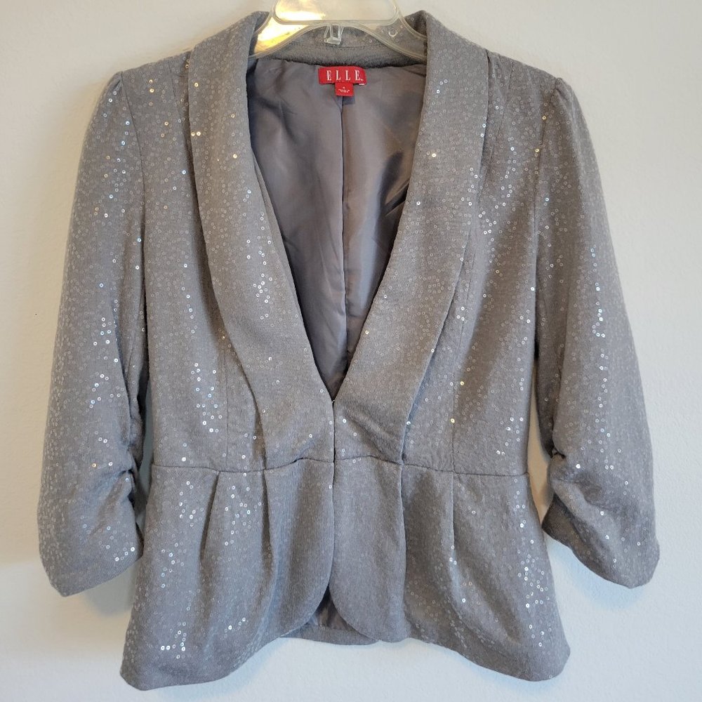 Elle Light Gray Sequin Blazer
